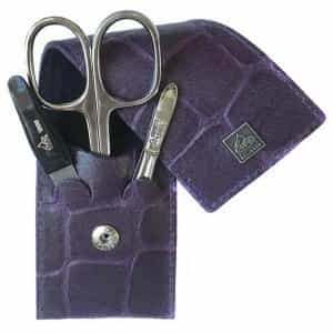 Маникюрный набор Erbe, 3 предмета, фиолетовый футляр из натуральной кожи 9714ER